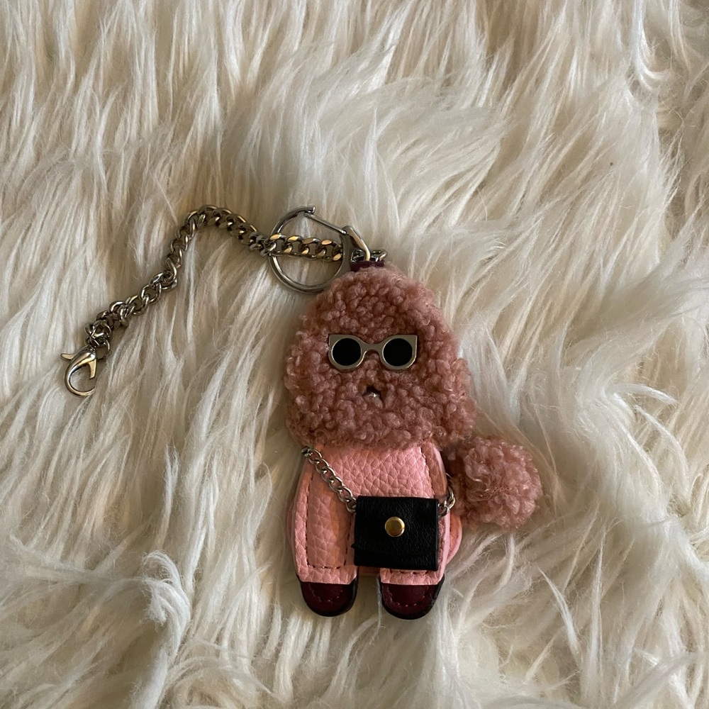 Cute Pink and Brown Plush Keychain